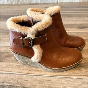 Sam Edelman Brown Leather Jayla Wedge Ankle Boots